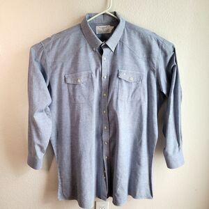 Longhorn Niver Shirt Mens 3XL 19 x 38 Western Embroidered Cotton Cowboy VTG USA